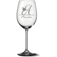 Leonardo Rotweinglas Mit Wunschnamen - Monogramm Blumen Leonardo Rotweinglas Mit Wunschnamen - Monogramm Blumen von trendgravur