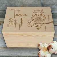 Personalisierte Erinnerungskiste Spielzeugbox Eule Box, Holzbox Zum Aufbewahren, Holzkiste Zur Geburt Geschenk von trendgravur