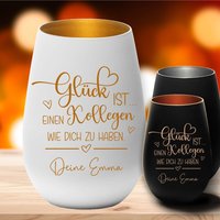 Windlicht Geschenk Kollege - Glück Ist Einen Kollegen Wie Dich Zu Haben Mit Wunschnamen Abschiedsgeschenk Weihnachten von trendgravur