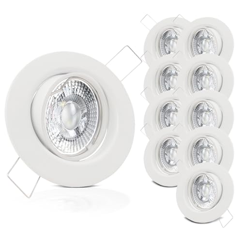 trendlights24 Decora Decken Einbaustrahler flach 35 mm 230V 10er Set - LED Spots je 5W Warmweiß 400lm austauschbar - Weiß schwenkbar 68 mm trendlights24 Decora Decken Einbaustrahler flach 35 mm 230V 10er Set - LED Spots je 5W Warmweiß 400lm austauschbar - Weiß schwenkbar 68 mm von trendlights24