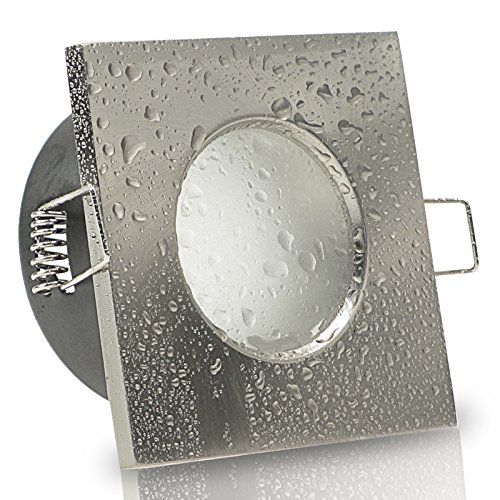 trendlights24 Aqua Base Decken Einbaustrahler Bad IP65 2er Set 230V GU10 LED 7W dimmbar 38° Neutralweiß Edelstahl Opt Einbauleuchte Feuchtraum außen von trendlights24