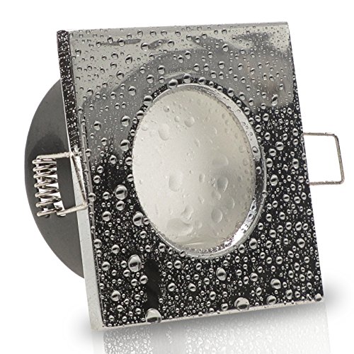 trendlights24 Aqua Base Decken Einbaustrahler Bad IP65-2er Set 230V GU10 LED 7W dimmbar 50° Warmweiß - Chrom Einbauleuchte Feuchtraum & außen von trendlights24
