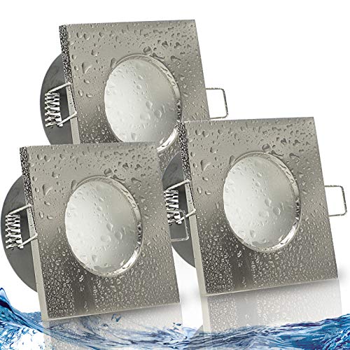 trendlights24 Aqua Base IP65 LED Bad Einbaustrahler 230V Edelstahl eckig dimmbar, 3er Set Spots 5W Neutralweiß flach 50 mm Decken LED-Spots Feuchtraum trendlights24 Aqua Base IP65 LED Bad Einbaustrahler 230V Edelstahl eckig dimmbar, 3er Set Spots 5W Neutralweiß flach 50 mm Decken LED-Spots Feuchtraum von trendlights24