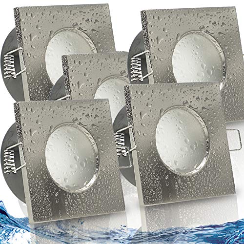 trendlights24 Aqua Base IP65 LED Bad Einbaustrahler 230V Edelstahl eckig dimmbar, 5er Set Spots 5W Warmweiß flach 50 mm, Deckenleuchten ohne Trafo trendlights24 Aqua Base IP65 LED Bad Einbaustrahler 230V Edelstahl eckig dimmbar, 5er Set Spots 5W Warmweiß flach 50 mm, Deckenleuchten ohne Trafo von trendlights24