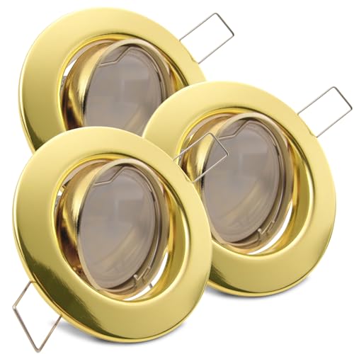 trendlights24 Decora Decken Einbaustrahler flach 35 mm 230V 3er Set - LED Spots 5W dimmbar 400lm Neutralweiß 4000K - Gold - Deckenspots schwenkbar trendlights24 Decora Decken Einbaustrahler flach 35 mm 230V 3er Set - LED Spots 5W dimmbar 400lm Neutralweiß 4000K - Gold - Deckenspots schwenkbar von trendlights24