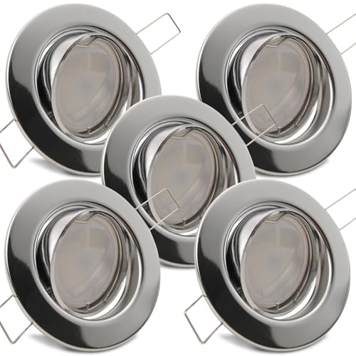 trendlights24 Decora Decken Einbaustrahler flach 35 mm 230V 5er Set - LED Spots 5W dimmbar 400lm Neutralweiß 4000K - Chrom - Einbauleuchte schwenkbar trendlights24 Decora Decken Einbaustrahler flach 35 mm 230V 5er Set - LED Spots 5W dimmbar 400lm Neutralweiß 4000K - Chrom - Einbauleuchte schwenkbar von trendlights24