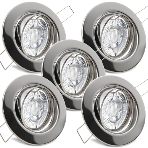 trendlights24 Decora LED Einbaustrahler 230V Chrom rund 3-Stufen dimmbar extra flach 35mm, 5er Set Warmweiß 5W LED-Spots, Einbauleuchten schwenkbar trendlights24 Decora LED Einbaustrahler 230V Chrom rund 3-Stufen dimmbar extra flach 35mm, 5er Set Warmweiß 5W LED-Spots, Einbauleuchten schwenkbar von trendlights24