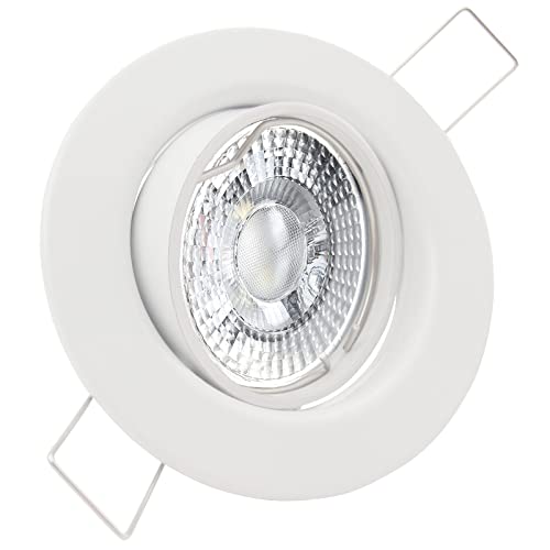 trendlights24 Decora LED Einbaustrahler 230V Weiß rund, 1er Set Spots 6W GU10 Warmweiß, Decken Einbauleuchte 68 mm, schwenkbar von trendlights24