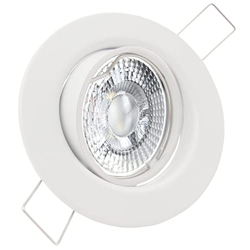 trendlights24 Decora LED Einbaustrahler 230V Weiß rund 3er Set - Spots 4W 405 lm 38-45° GU10 Neutralweiß - Decken Einbauleuchte schwenkbar von trendlights24