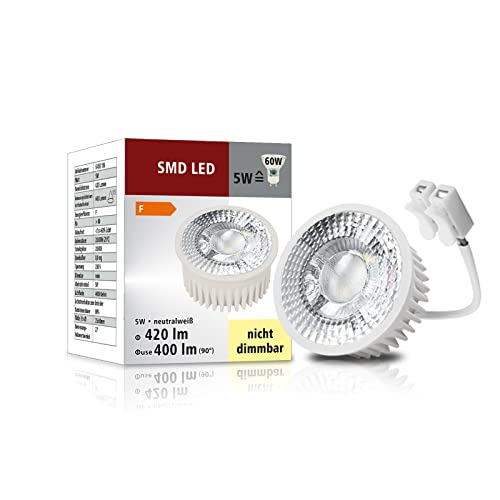 trendlights24 LED Modul 5W extra flach 50 x 23 mm für Einbaustrahler 1x Spot in Neutralweiß 400lm 230V Perfekter Ersatz für GU10 oder MR16 von trendlights24