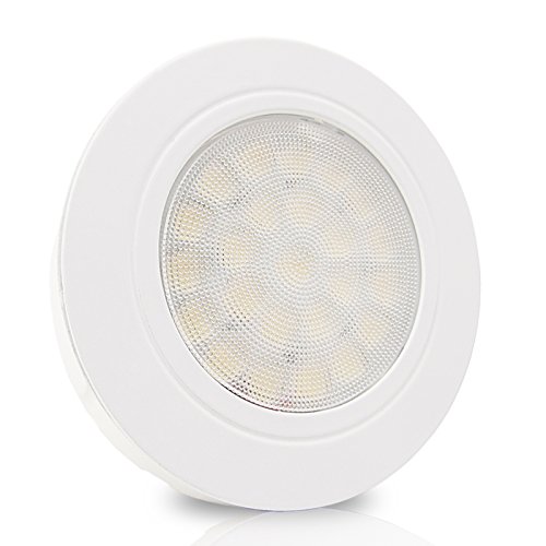 trendlights24 Lucca LED Möbel Einbaustrahler Weiß rund 3er Set 2W 12V DC Neutralweiß, 200lm flach 10mm, 2m Zuleitung AMP-Stecker, inkl. AMP-Verteiler & Trafo von trendlights24