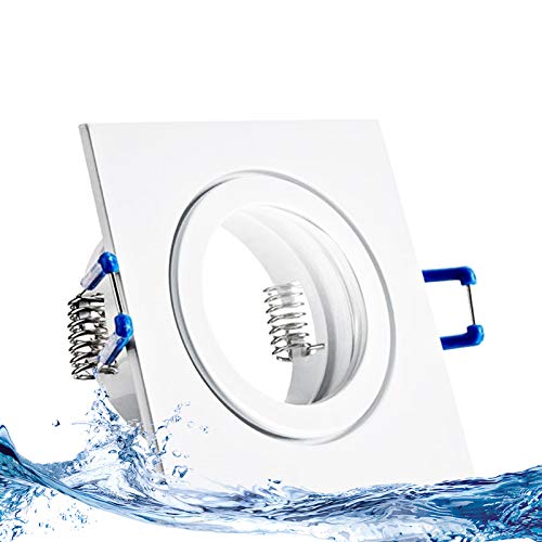 trendlights24 Mare IP44 Bad LED Einbaustrahler 230V Weiß eckig 3 Stufen dimmbar ultra flach 35 mm 1er Set 5W Warmweiß Einbauleuchten für Feuchtraum von trendlights24