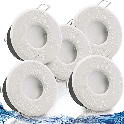 trendlights24 Merano Decken Einbaustrahler rund IP65-5er Set ultra flach 50 mm LED Spots 5W 230V Neutralweiß - Weiß Bad Feuchtraum trendlights24 Merano Decken Einbaustrahler rund IP65-5er Set ultra flach 50 mm LED Spots 5W 230V Neutralweiß - Weiß Bad Feuchtraum von trendlights24