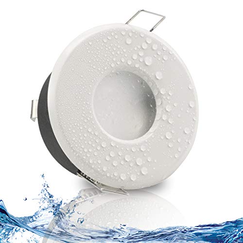trendlights24 Merano IP65 LED Bad Einbaustrahler 230V Weiß rund dimmbar, 1er Set Spots 5W Neutralweiß flach 50 mm, Decken LED-Spots Feuchtraum von trendlights24