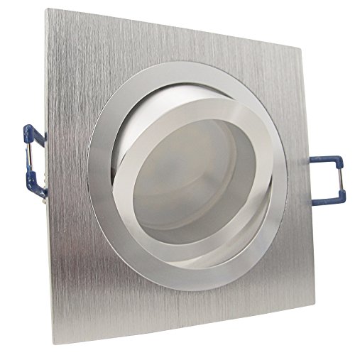 trendlights24 Noble LED Einbaustrahler 230V Alu Silber eckig GU10 10er Set LED-Spots 4W Neutralweiß 120° Decken Einbauleuchten Einbauspots schwenkbar von trendlights24