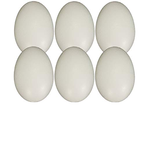 trendmarkt24 Styroporeier Set 6 Stück weiß 120mm / 12cm Ostern ovale Styropor-Eier zum bemalen von trendmarkt24