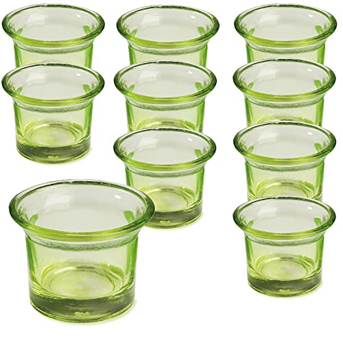 trendmarkt24 Teelichtglas Set grün 10 Stück ca. 6,5 x 4,5 cm Teelichtgläser | Teelichthalter von trendmarkt24