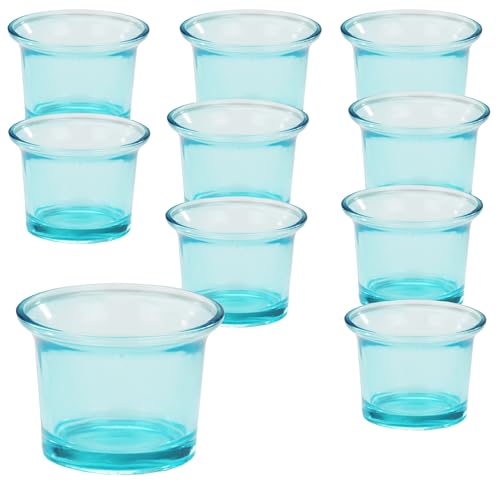 trendmarkt24 Teelichtglas Set hellblau 10 Stück ca. 6,5 x 4,5 cm Teelichtgläser | Teelichthalter von trendmarkt24