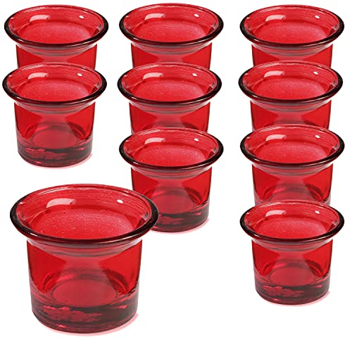 trendmarkt24 Teelichtglas Set rot 10 Stück ca. 6,5 x 4,5 cm Teelichtgläser | Teelichthalter von trendmarkt24