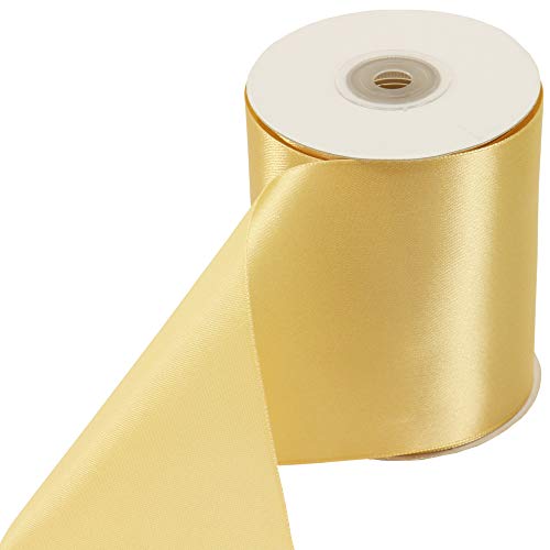 trendmarkt24 Tischläufer Satinband Gold 10cm x 25m Tischbänder Weihnachten Tischband edel Dekoband von trendmarkt24