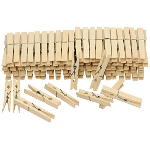 Wäscheklammern Natur Holzklammern 100 Stück 7,2 cm Holzwäscheklammer Buchenholz mit Feder von trendmarkt24