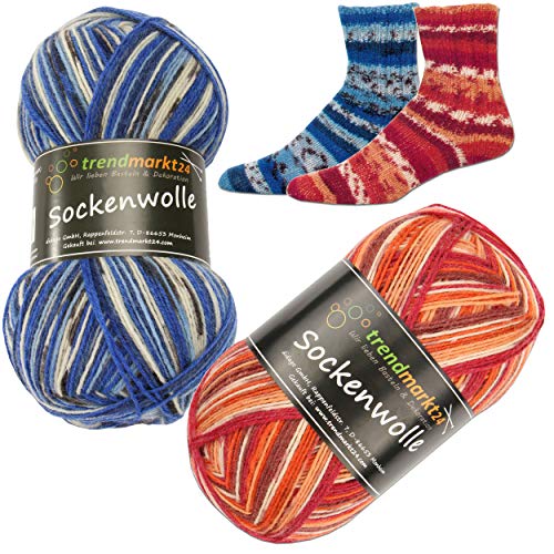 trendmarkt24 Wolle Set Mix Mr & Mrs 4fädig Woll-Paket 200g schadstoffgeprüft Sockenwolle Strickwolle von trendmarkt24