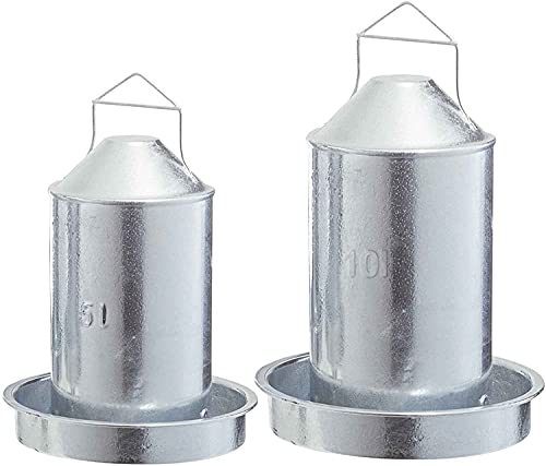 Pemium Metall Hühnertränke 5,0 Liter & 10 L - Geflügeltränke Futterautomat Stülptränke Hühner Tränke zum Aufhängen oder Hinstellen (5,0 Liter) von trendmile