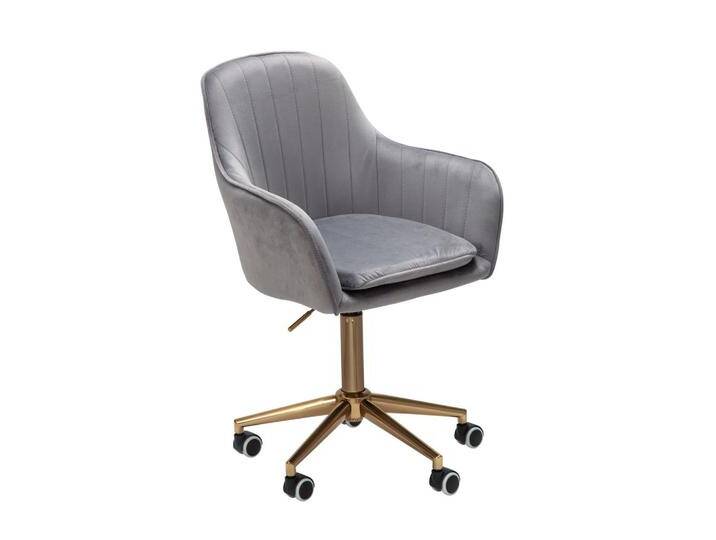 Drehstuhl Samt Grau höhenverstellbar mit Lehne Rollen 120kg Design Schalenstuhl von trendmöbel24