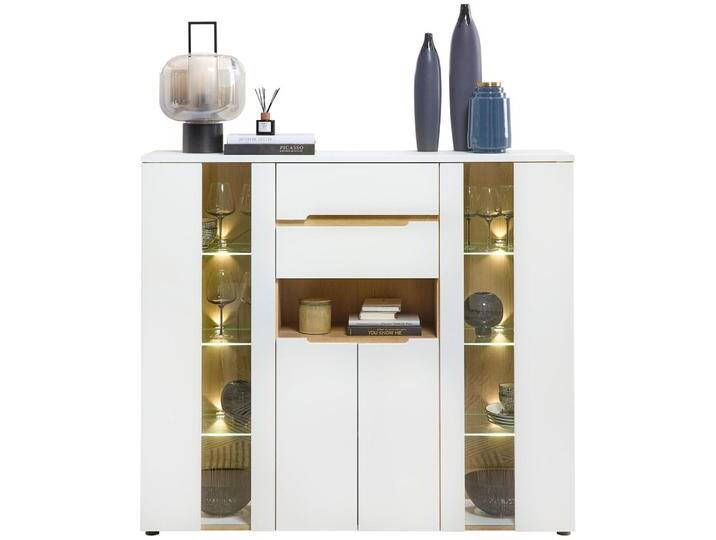 Highboard MEMPHIS Weiß mit Artisan Eiche Nachbildung und LED Highboard MEMPHIS Weiß mit Artisan Eiche Nachbildung und LED von trendmöbel24