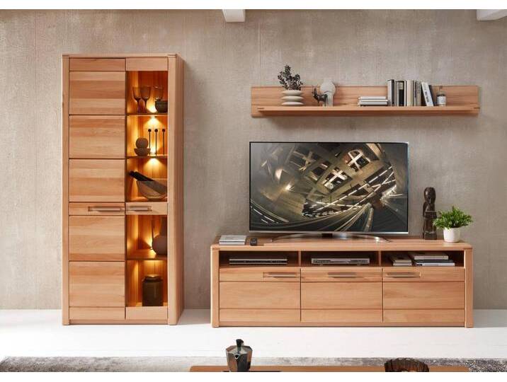 Wohnwand NATURE ONE FF81 - 3-teilig - Front Kernbuche Massivholz von trendmöbel24