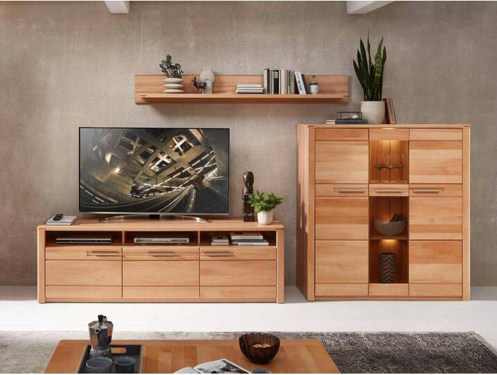 Wohnwand NATURE ONE FF83 - 3-teilig - Front Kernbuche Massivholz von trendmöbel24