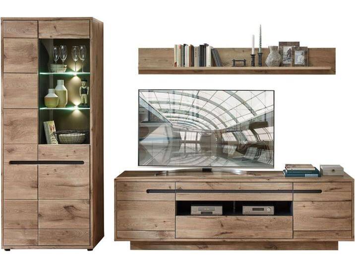 Wohnwand Wohnzimmerschrank BELLANO HH84 Viking Oak Nature mit LED von trendmöbel24