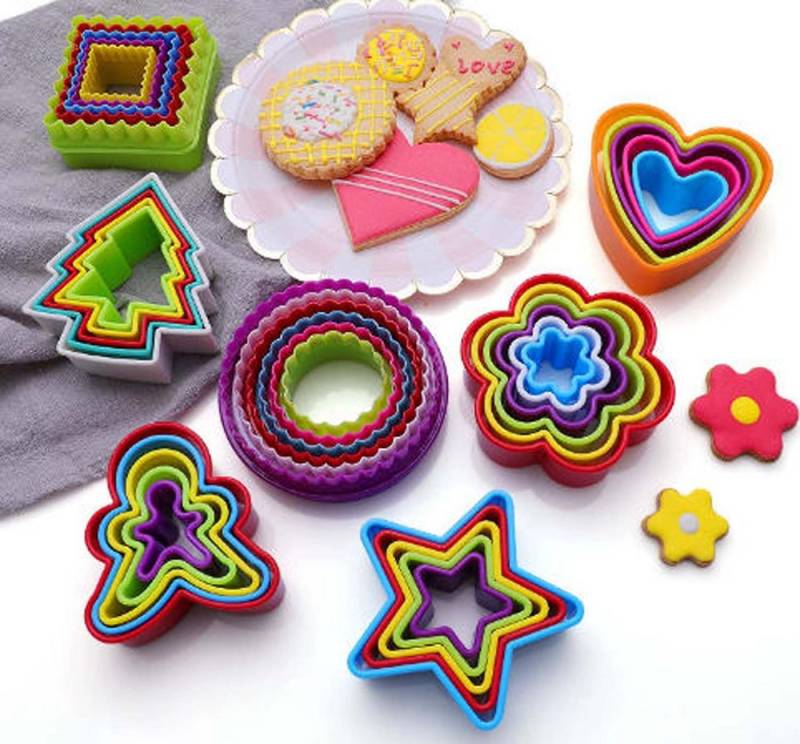 trends for living Ausstechform Kunststoff-Plätzchenform Farbset Backwerkzeug Kuchenform – 7 Stile, (37-St) von trends for living