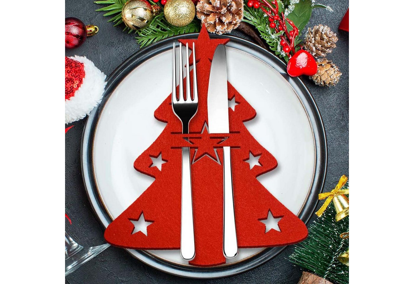 trends for living Dekoobjekt Besteckhalter Weihnachten Filz, 12 Stück Bestecktasche, Weihnachtsdeko (12 St) von trends for living