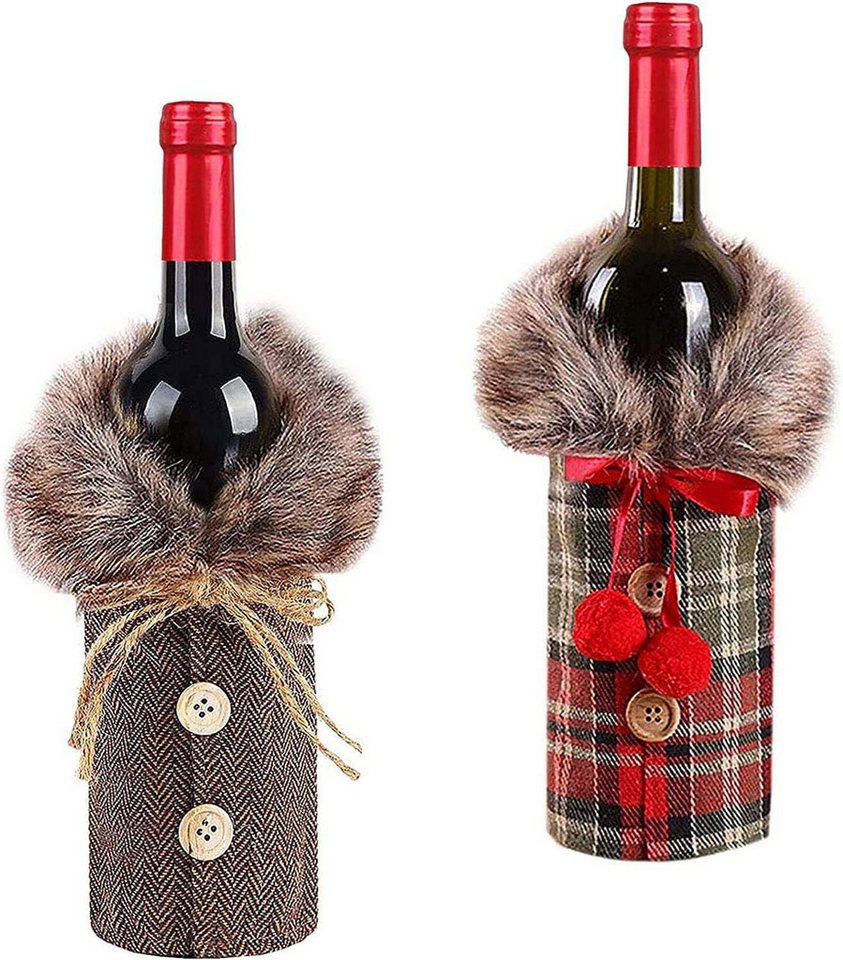 trends for living Dekoobjekt Weihnachten Weinflasche 2 Stück Flaschenanzug für festliche Tischdeko (2 St) von trends for living