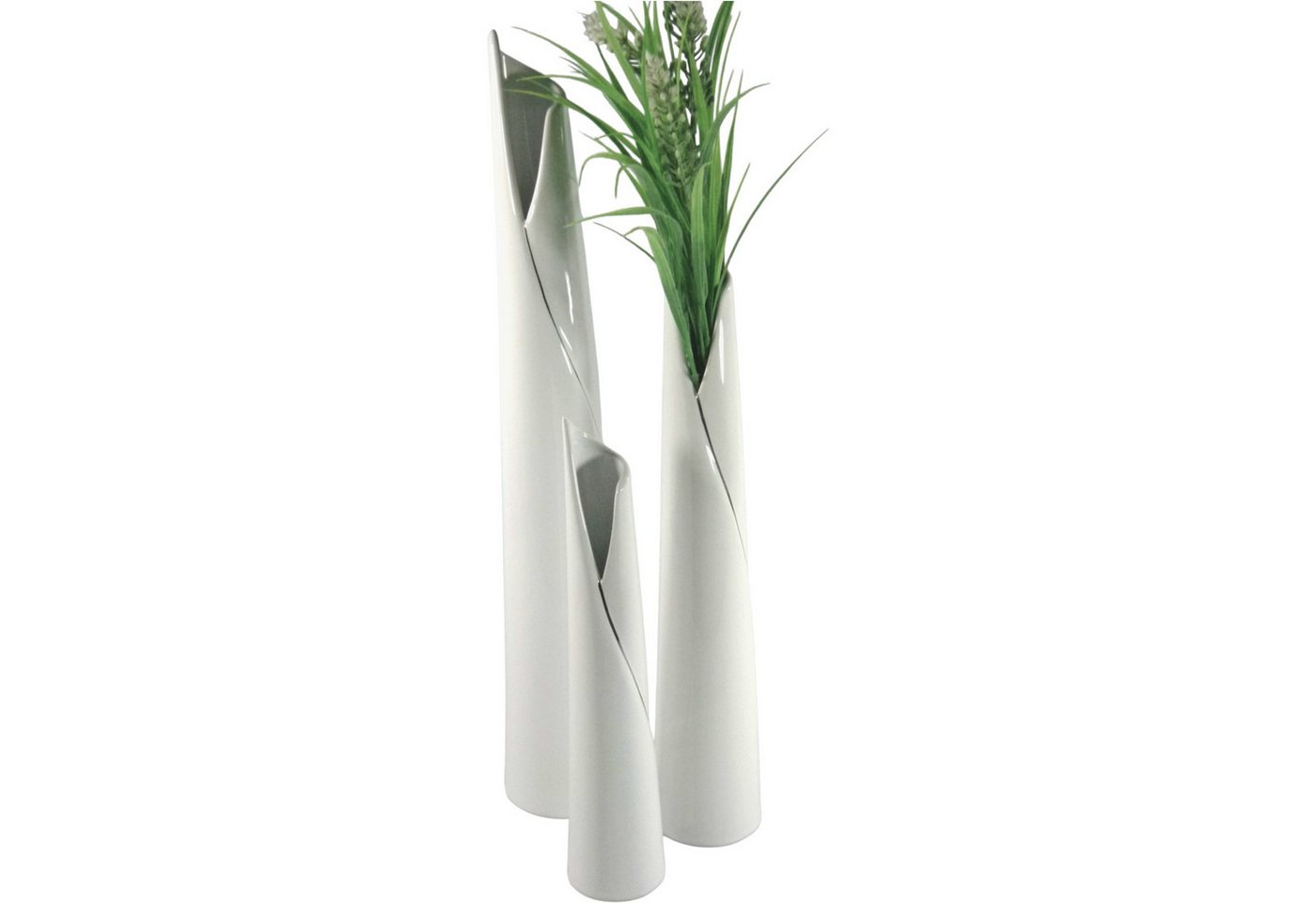 trends for living Dekovase 3er Set - Keramik Vase Weiß, Modern, Minimalistisch, 30-50 cm (3 St) von trends for living