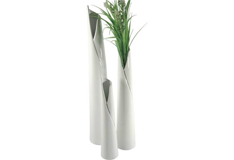 trends for living Dekovase 3er Set - Keramik Vase Weiß, Modern, Minimalistisch, 30-50 cm (3 St) von trends for living