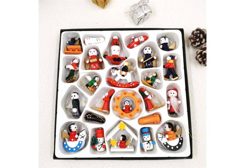 trends for living Hängedekoration 24-teilig Holzanhänger Weihnachten Weihnachtsanhänger Christbaum Deko von trends for living