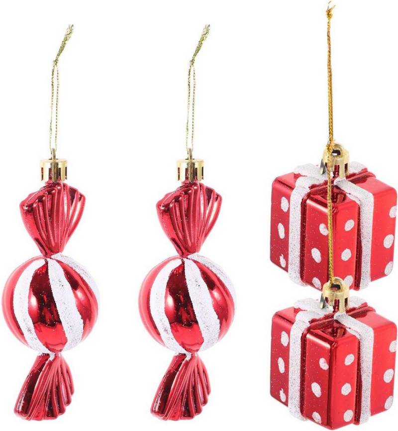 trends for living Hängedekoration 4 stücke Weihnachtsbaum Dekoration Xmas Mit Geschenkbox Zuckerstangen von trends for living
