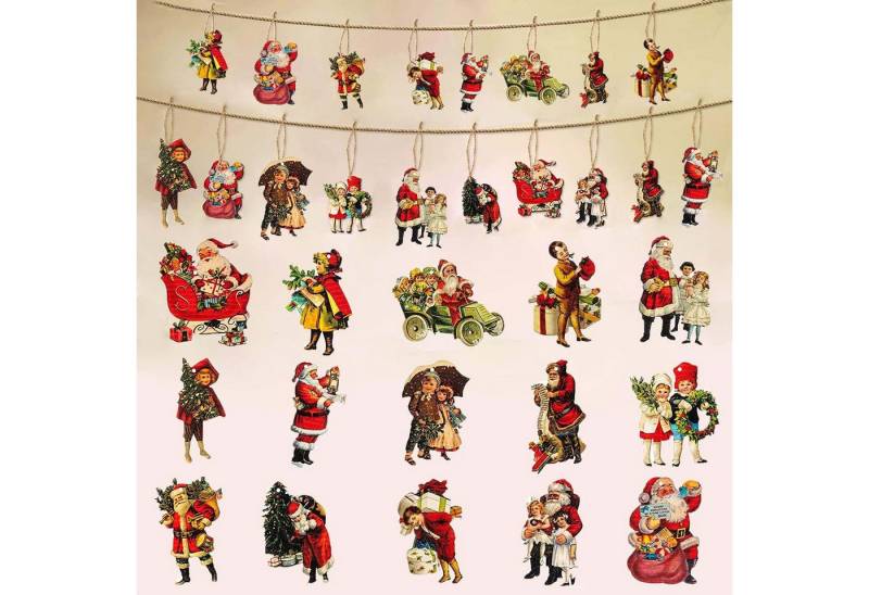 trends for living Hängedekoration 45 stucke Weihnachtsschmuck Holzanhänger Weihnachtsmann Weihnachtsbaum von trends for living