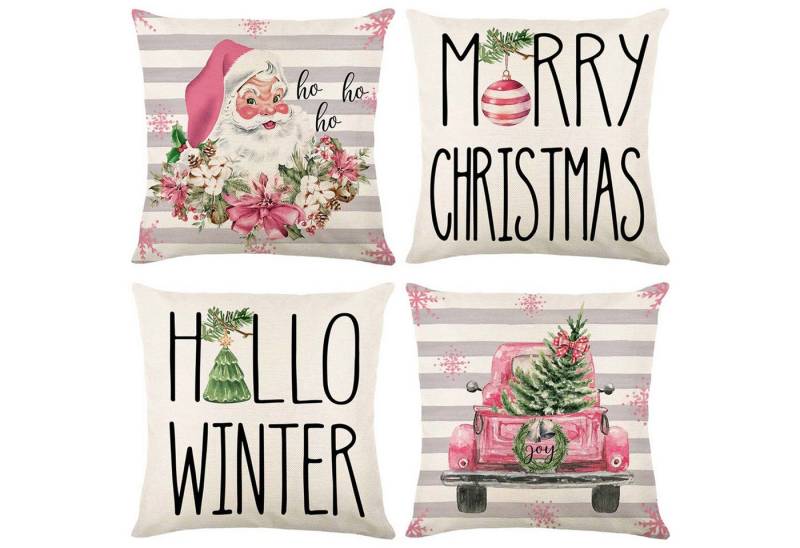 trends for living Kissenbezug 4 Stück Weihnachts-Kissenbezüge 45 x 45cm rosa Weihnachts-Kissenbezüge trends for living Kissenbezug 4 Stück Weihnachts-Kissenbezüge 45 x 45cm rosa Weihnachts-Kissenbezüge von trends for living
