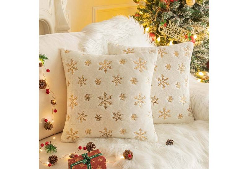 trends for living Kissenbezug Weihnachtskissenbezug mit Pailletten-Schneeflockenmuster Wohnzimmer trends for living Kissenbezug Weihnachtskissenbezug mit Pailletten-Schneeflockenmuster Wohnzimmer von trends for living