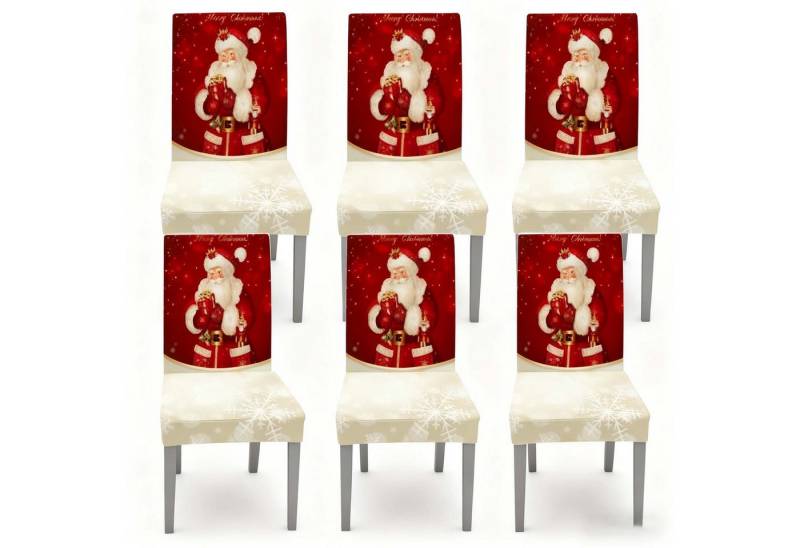 trends for living Stuhlhusse 6 Stück Xmas weihnachtlich Stuhlhussen Strech Stuhlüberzug Universal von trends for living
