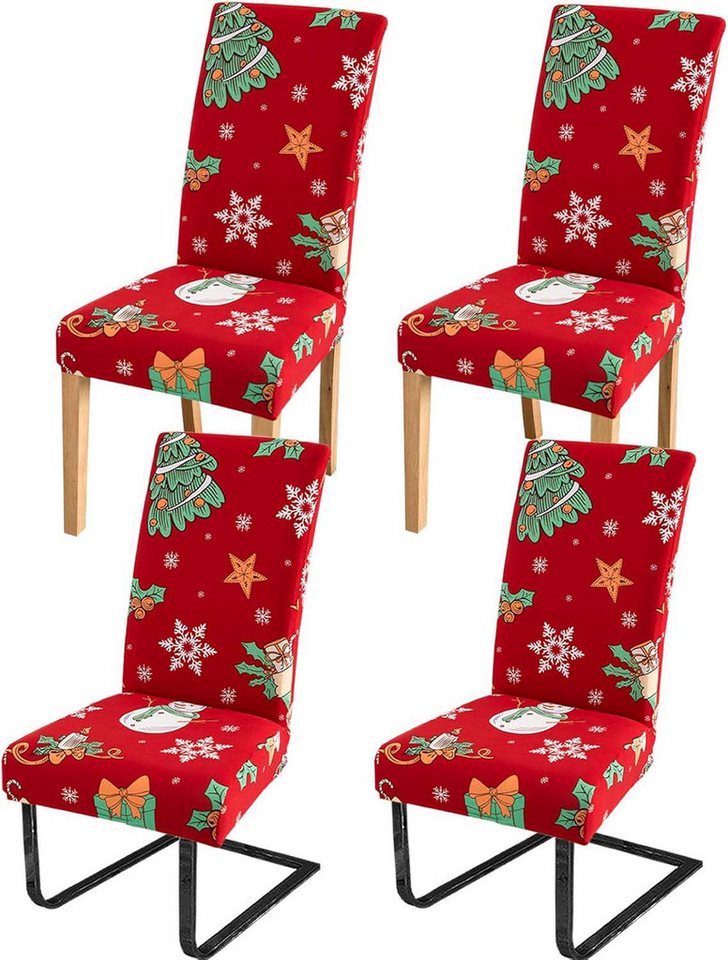 trends for living Stuhlhusse Stuhlhussen Weihnachten 4er Set Stuhlhussen ( Weihnachtsschneeflocke) von trends for living
