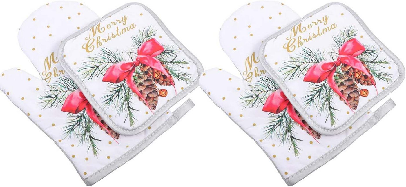 trends for living Topflappen 2 Sets Ofenhandschuhe Topflappen Sets Weihnachten Ofenhandschuhe, (4-tlg) von trends for living