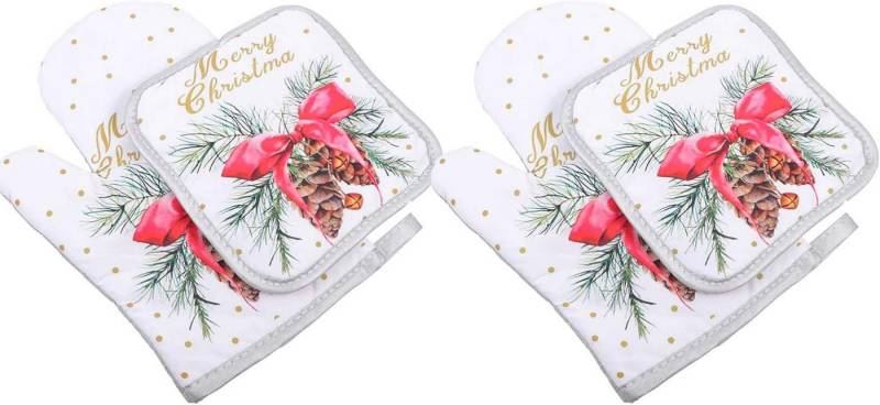 trends for living Topflappen 2 Sets Ofenhandschuhe Topflappen Sets Weihnachten Ofenhandschuhe, (4-tlg) von trends for living