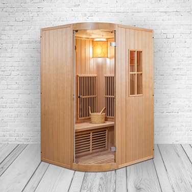 PureHaven Infrarotsauna 125x110x190 cm für 2 Personen kombiniert mit Saunaofen aus kanadischem Hemlockholz energiesparend Saunasteine von trends4cents