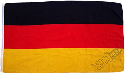 Top Qualität - Flagge DEUTSCHLAND Fahne, 250 x 150 cm, EXTREM REIßFEST, Keine BILLIG-CHINAWARE, Stoffgewicht ca. 100 g/m², sehr robust, extra starke Messing-Ösen von trends4cents