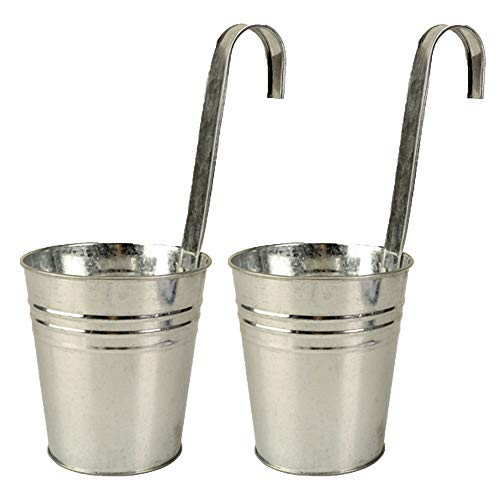 trendsforever 2er Set Hängetöpfe Zink bunt in Zink/Silber für Balkon und Garten Blumentopf hängend aus Metall von trendsforever