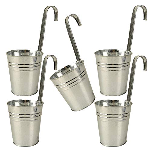 trendsforever 5er Set Hängetöpfe Zink in der Farbe Zink/Silber für Balkon und Garten Blumentopf hängend Metall von trendsforever